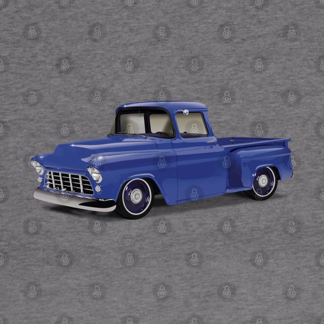 1955 Chevrolet Pickup Classic Truck Bright Blue by TheStuffInBetween